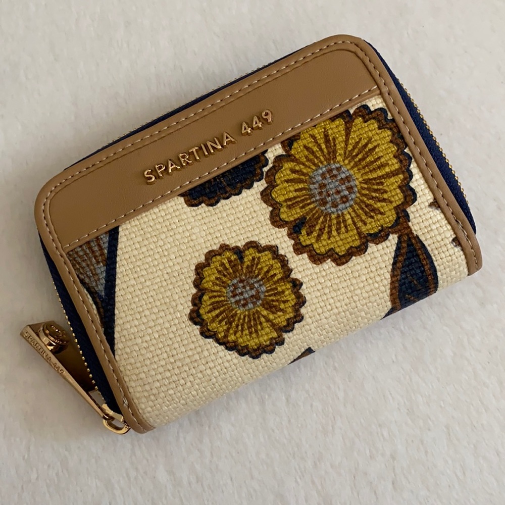Spartina 449 | Yemaya First Mate Wallet Cream Linen Floral Navy/Gold/Pale Blue